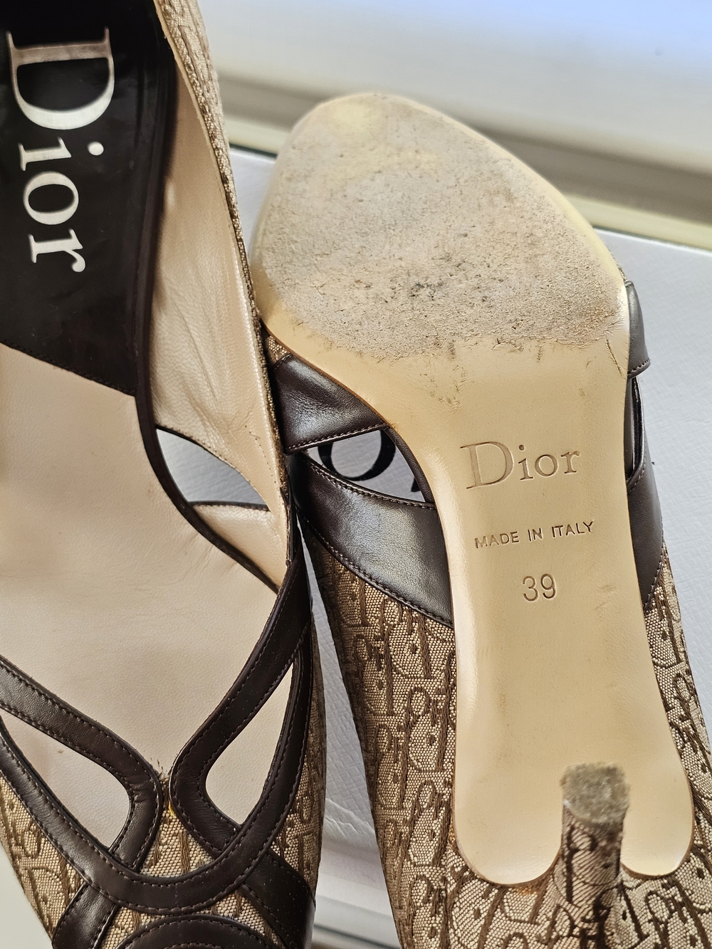 Dior Brown Monogram Leather Accent Womens Pumps - Picture 4 of 7